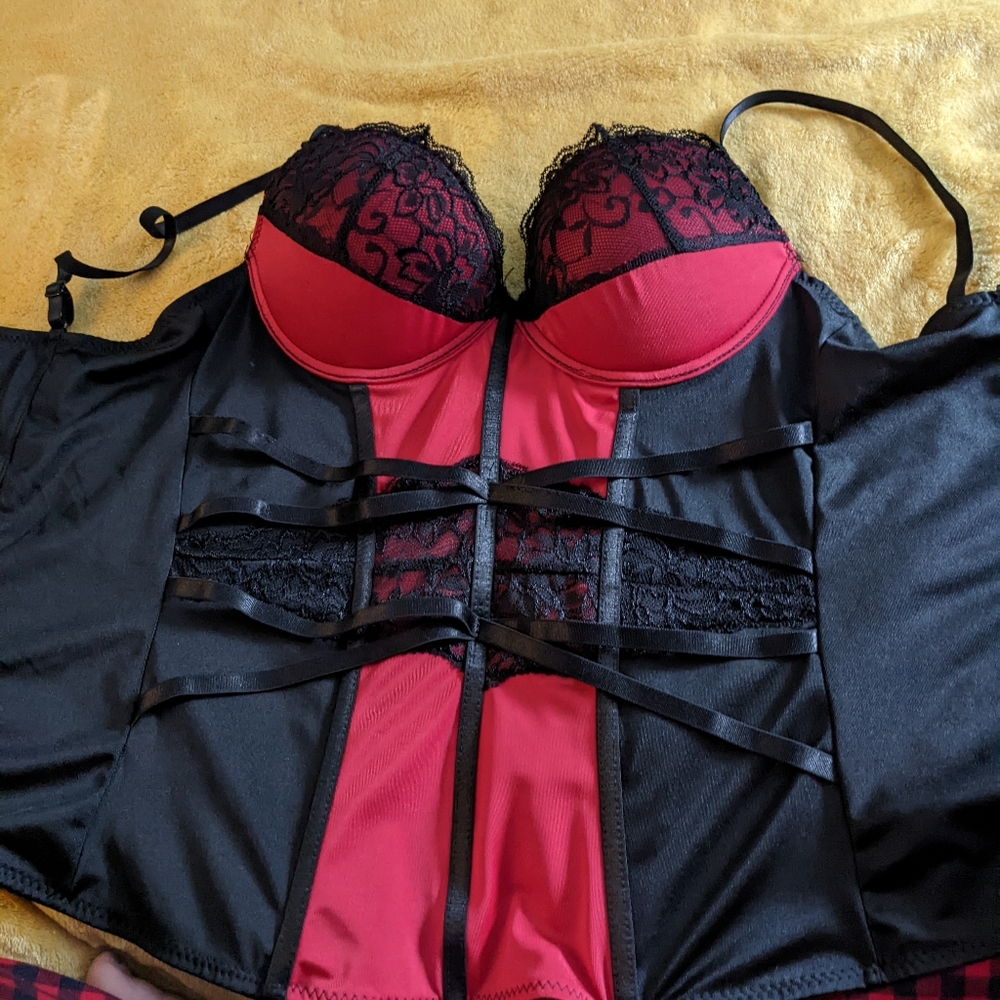 Red and black Corset top